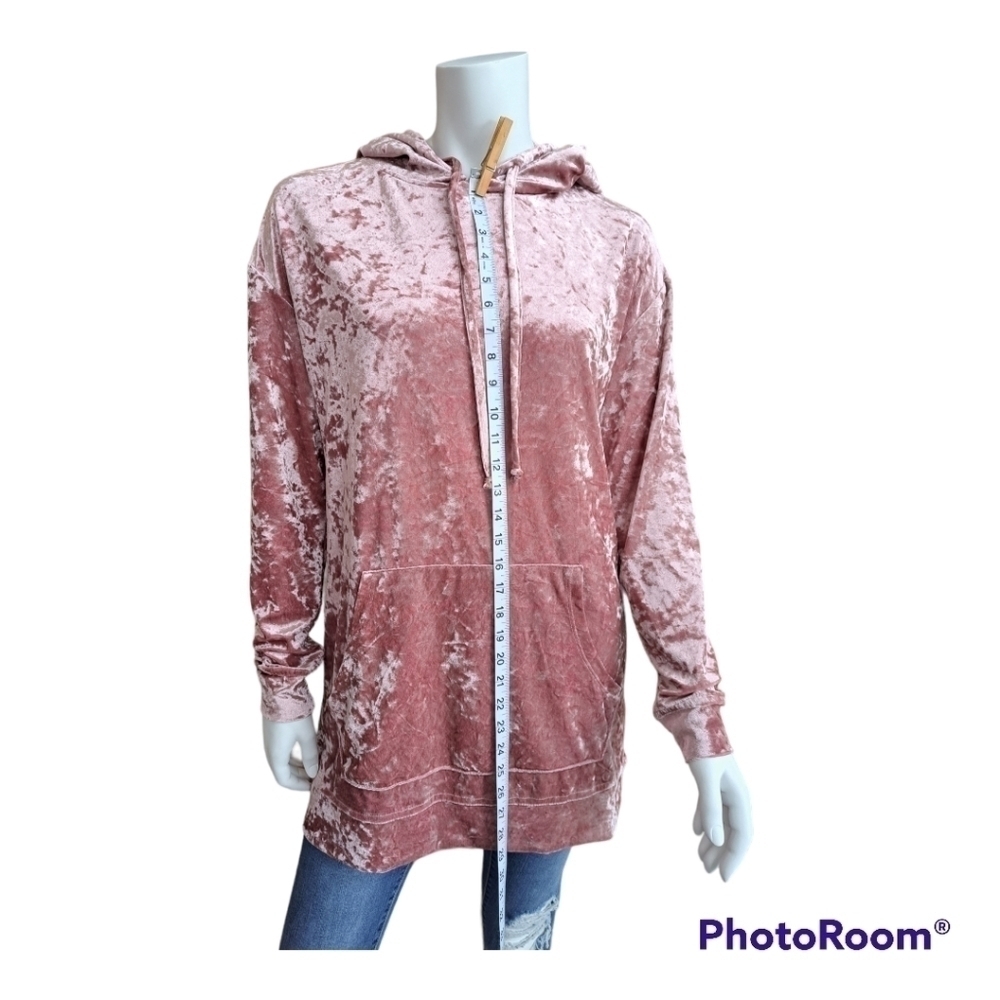 Cabin Fever comfort pink velvet hoodie pullover velvet top sweater dusty pink - Picture 12 of 16